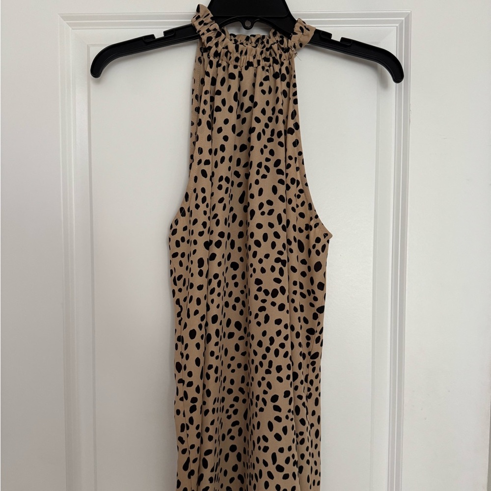 Pink Lily High Neck Sleeveless Leopard Top